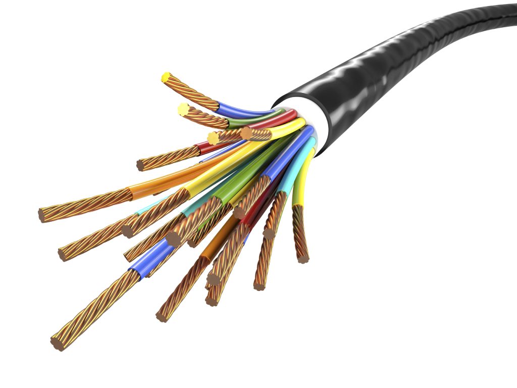 closeup of electric cable 3d image