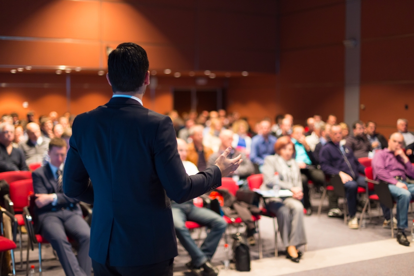 Man delivering conference