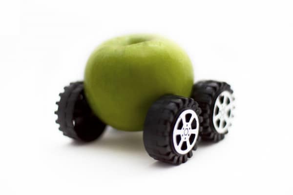 apple with wheels 