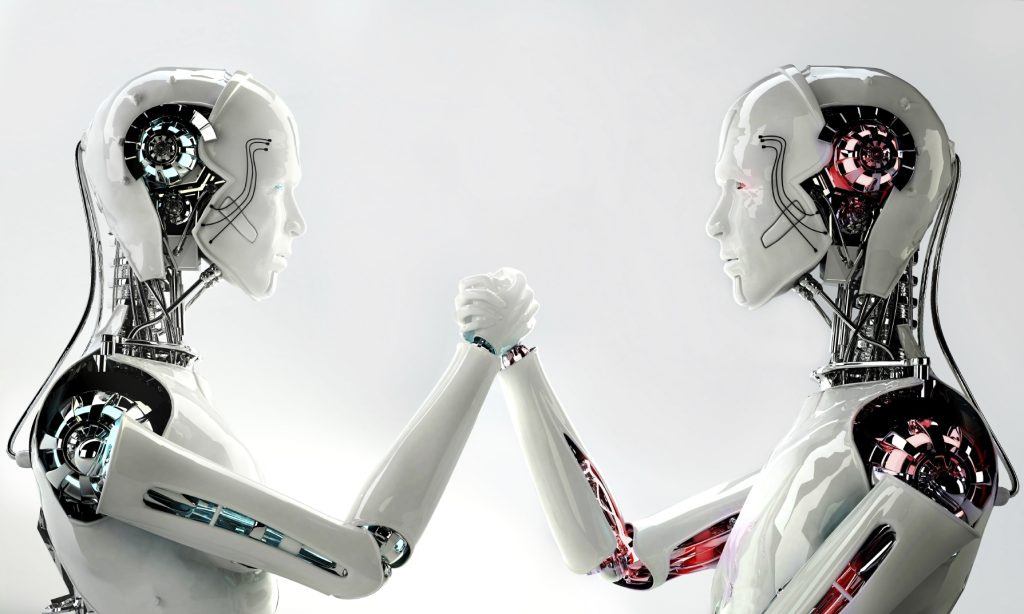 robotics, robots touching hands