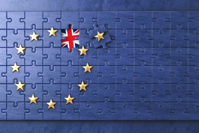 Brexit concept. Puzzle with EU European Union flag
