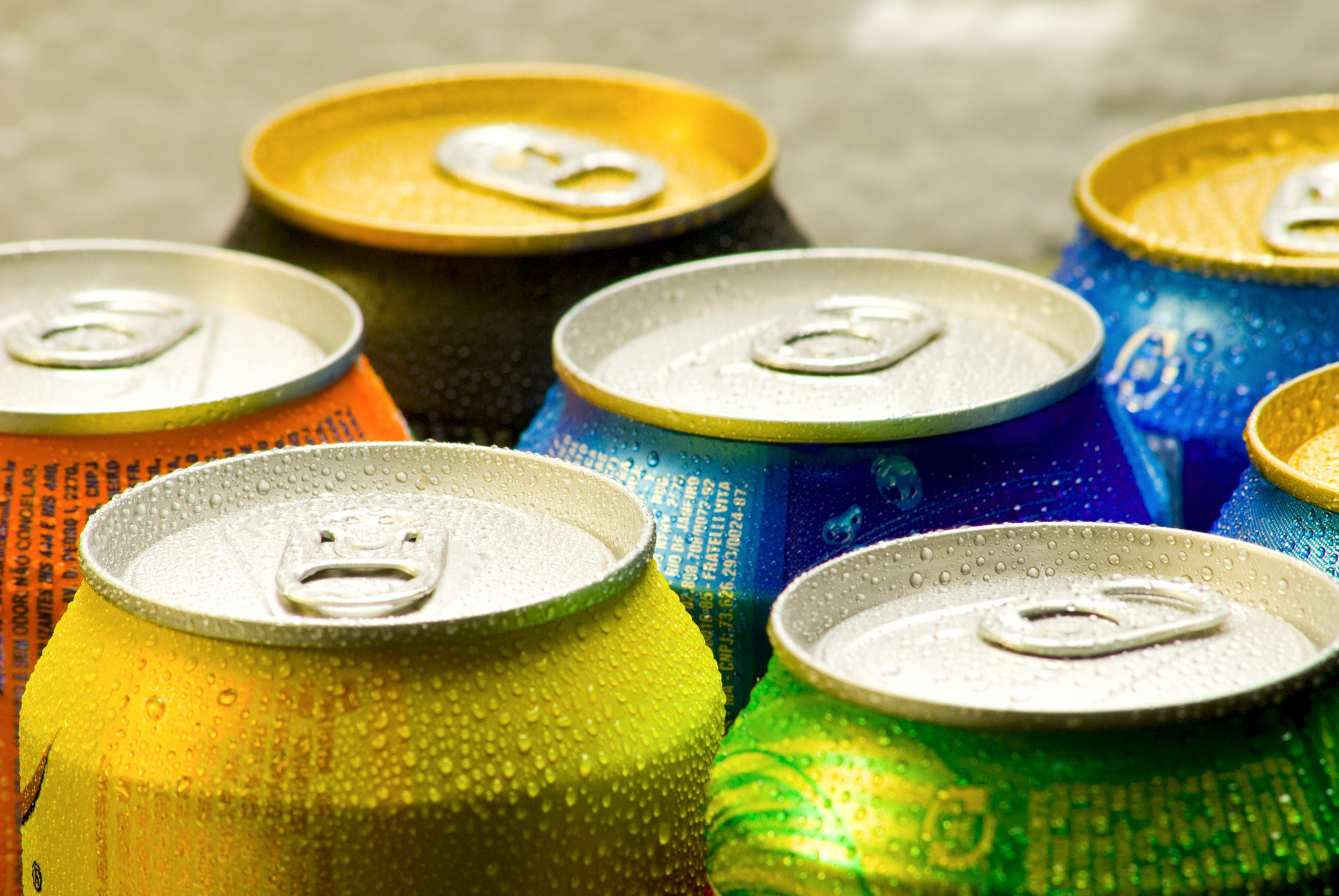 Aluminium cans of soft drink