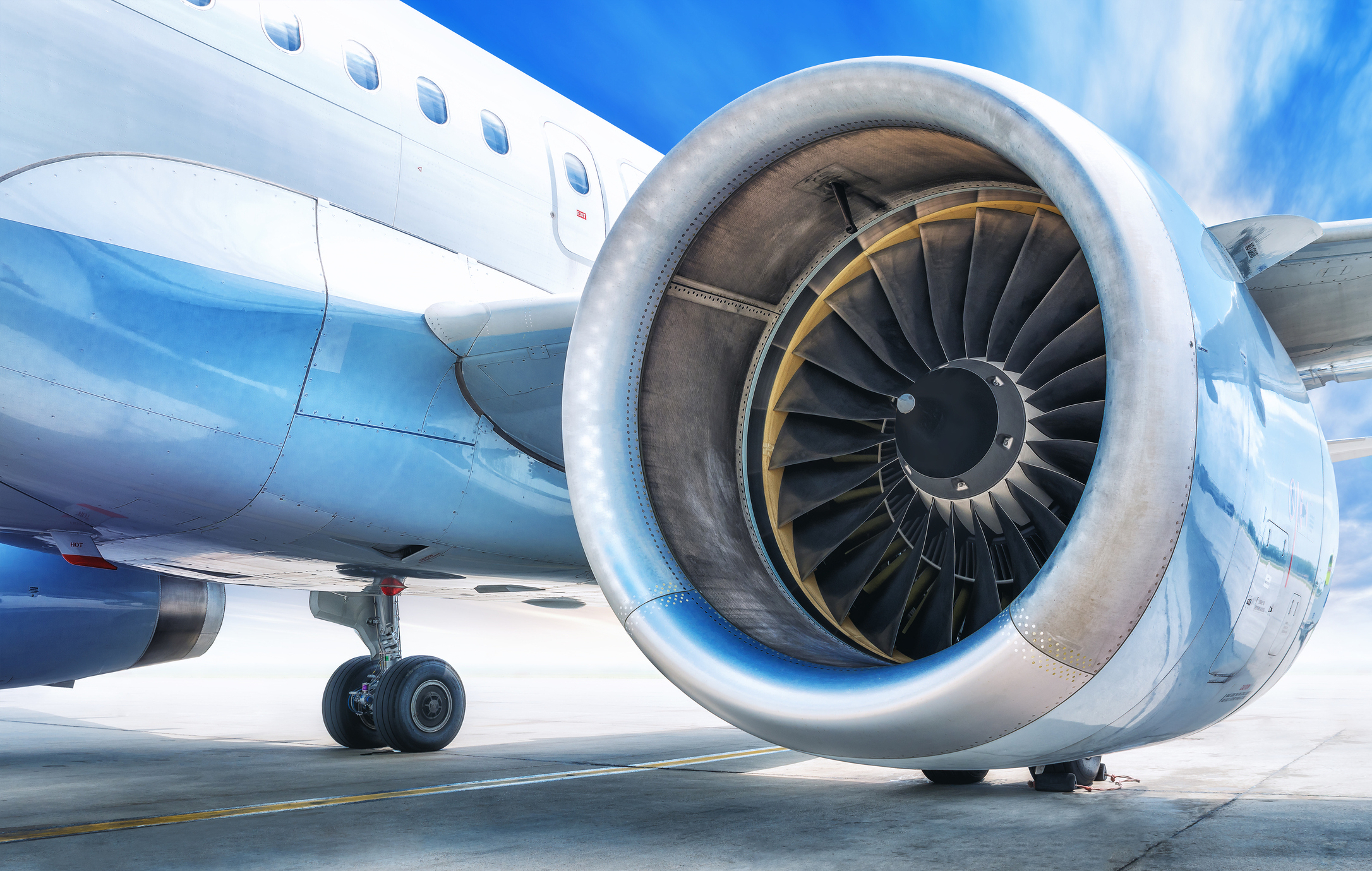 jet engine against a blue sky