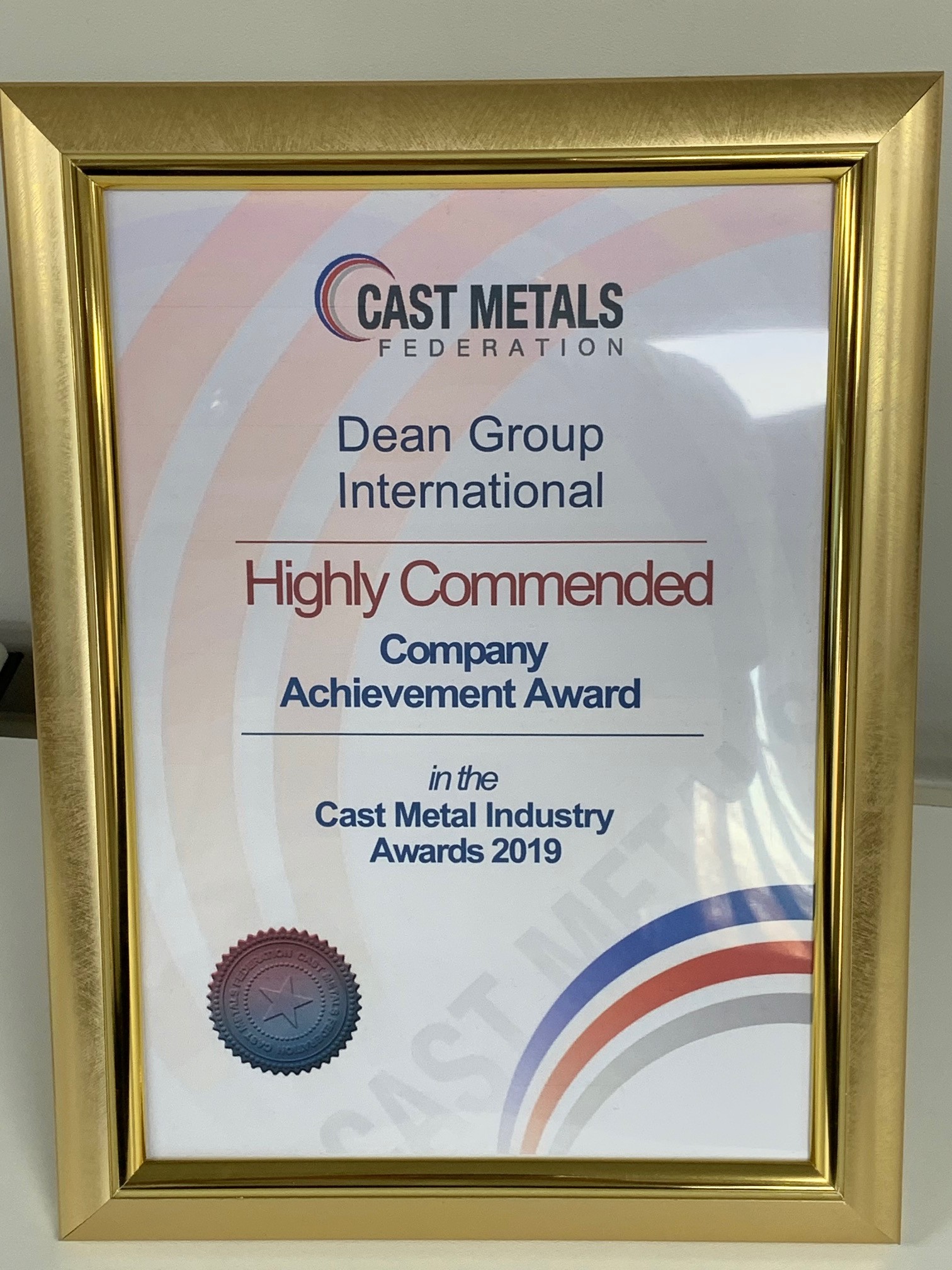 Dean Group Highly Commended Company Achievement Award