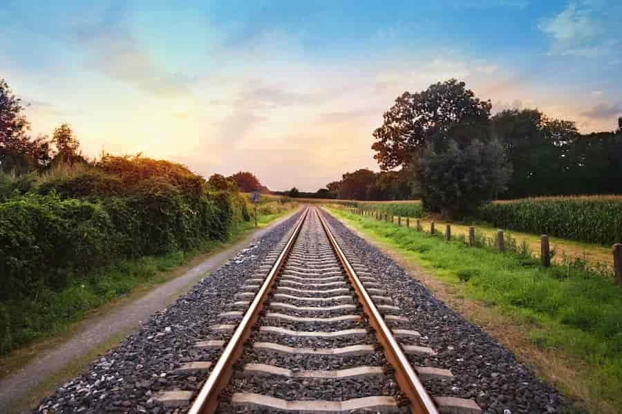 railway in the sunset 