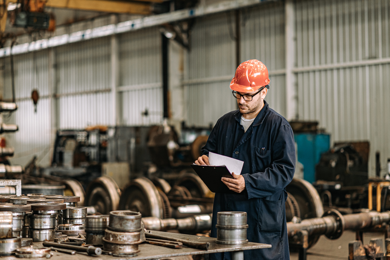 Production of steel train wheels, metal industry concept.