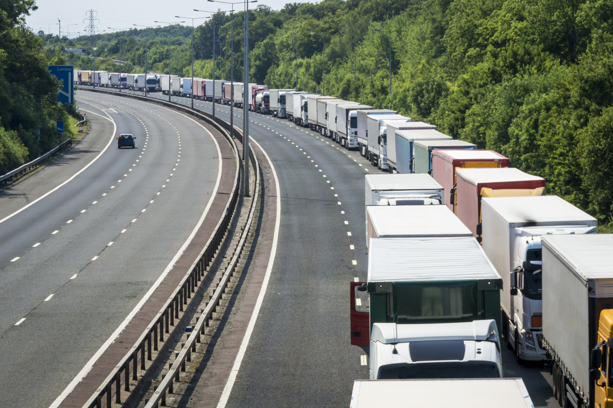 lorries queued