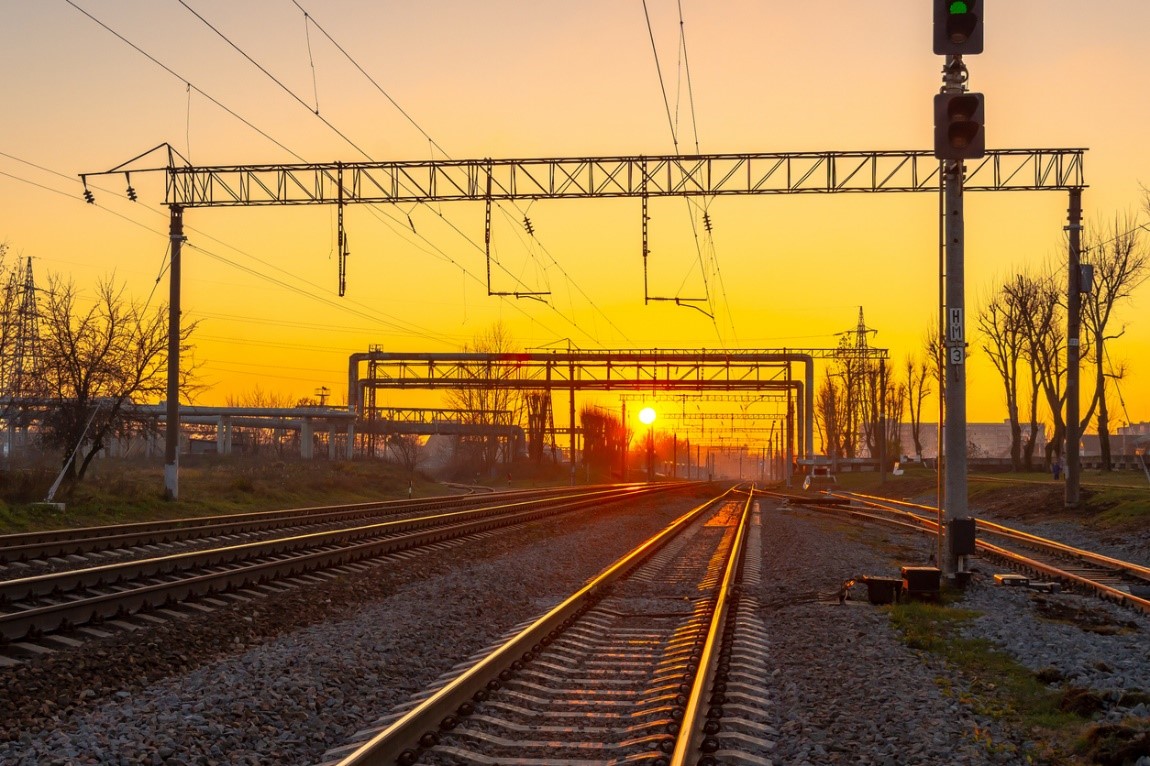 sunset over a railway line 