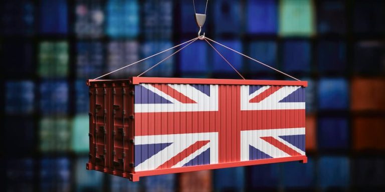 union jack on shipping crate